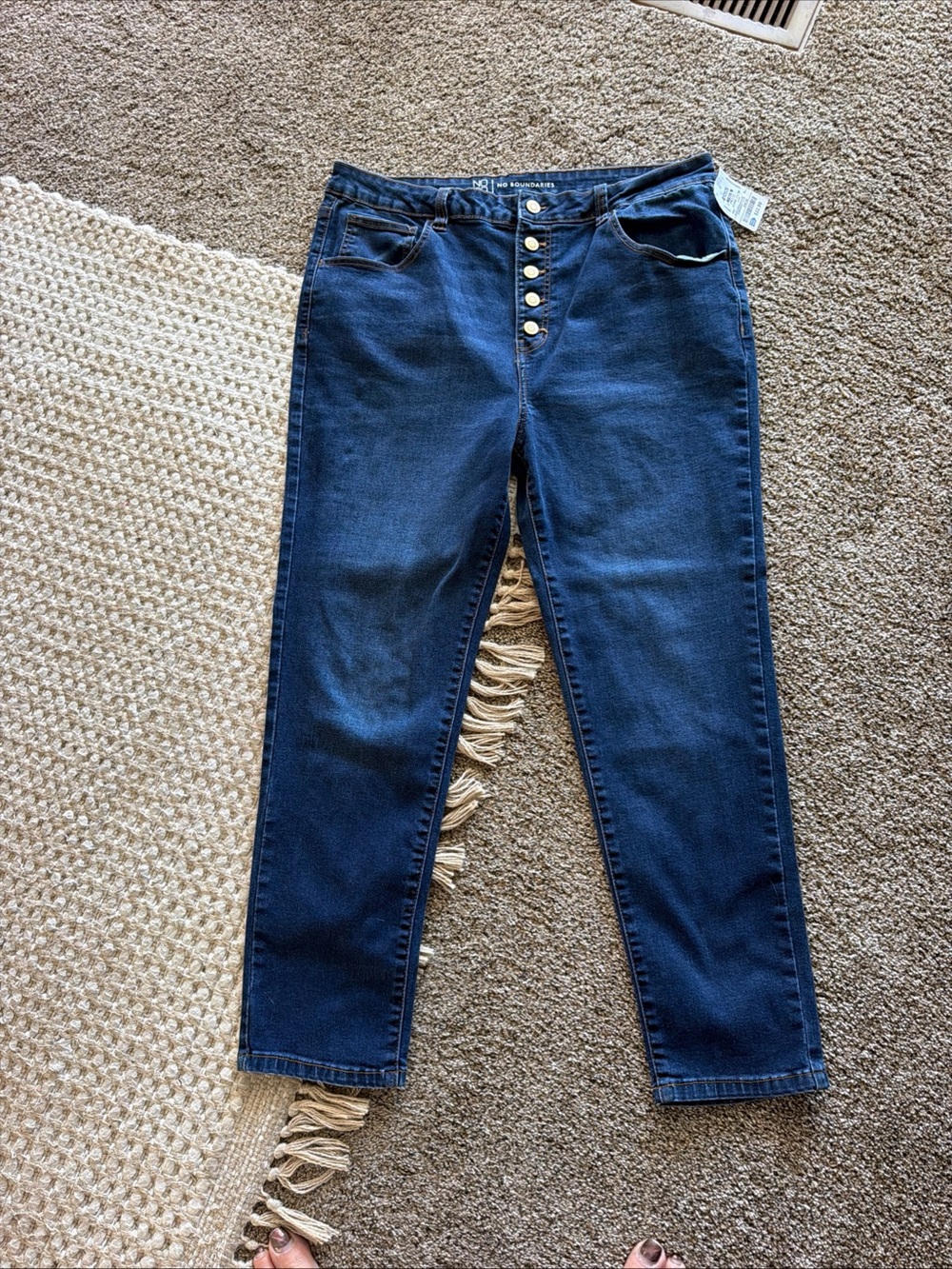 No Boundaries High-Rise Dark Blue Button-Fly Jeans